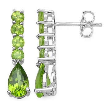 Bezaubernde Peridot-Ohrringe/Stecker-925 Silber Rhodiniert-2,50 Karat