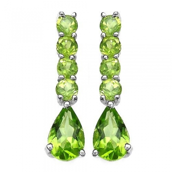 Bezaubernde Peridot-Ohrringe/Stecker-925 Silber Rhodiniert-2,50 Karat