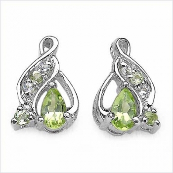 Filigrane Peridot/Weißtopas Ohrringe/Ohrstecker-0,58 Karat-10 Edelsteine