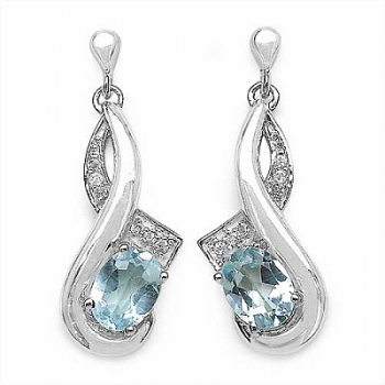 Edle Blautopas/Weißtopas Ohrringe/Stecker-Silber Rhod.-3,35 Karat