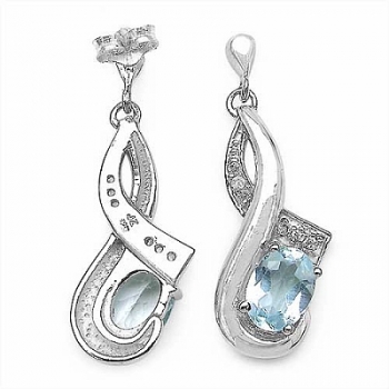 Edle Blautopas/Weißtopas Ohrringe/Stecker-Silber Rhod.-3,35 Karat