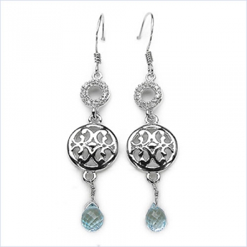 Diamant/Blauopas-Ohrringe-2,95 Karat-Silber/Rhodiniert-2,95 Karat