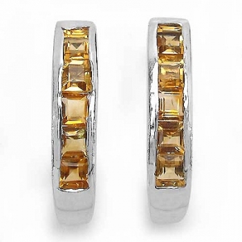 Edle Citrin Ohrringe/Halbcreolen Sterling Silber-1,00 Karat