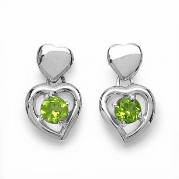 Ohrstecker Herz-Sterling Silber-Rhodiniert-mit Peridot-1,80 Karat