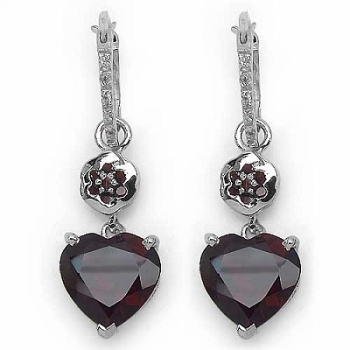Collier/Kette mit Granat/Weißtopas-Herz-Anhänger 3,68 Karat
