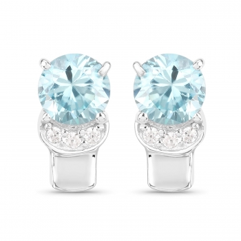 Elegante Blautopas/Weißtopas-Ohrringe/Ohrstecker-925Sterling Silber Rh.1,65 Karat