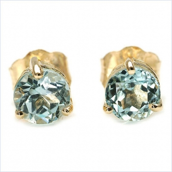 Ohrringe/Ohrstecker Blau Topas-Gelbgold-10 Karat(416er)-1,20 Karat