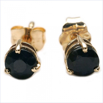 Ohrringe/Ohrstecker schwarzer Saphir in Gelbgold-10 Karat (416er)