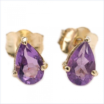 Ohrringe/Ohrstecker Amethyst-Tropfen-Gelbgold-10 Karat(416er)