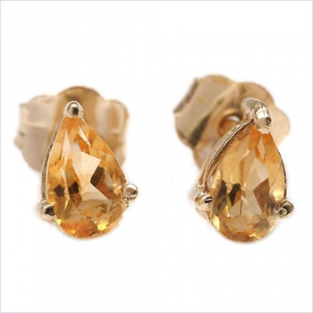 Ohrringe/Ohrstecker gelber Citrin-Tropfen-Gelbgold 10 Karat (416er)