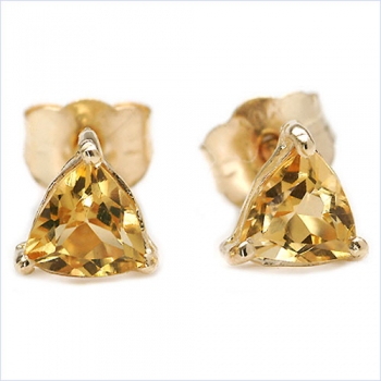 Ohrringe/Ohrstecker Citrin-Trillion-Dreiecke-Gelbgold 10 Karat-416er Gold