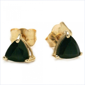 Ohrringe/Ohrstecker schwarzer Saphir in Gelbgold-10 Karat (416er)