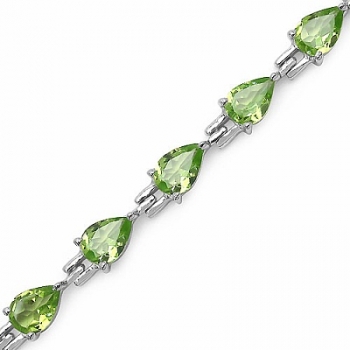Bezauberndes Peridot-Tropfen-Armband 925 Silber-Rhodiniert-11,25 Karat
