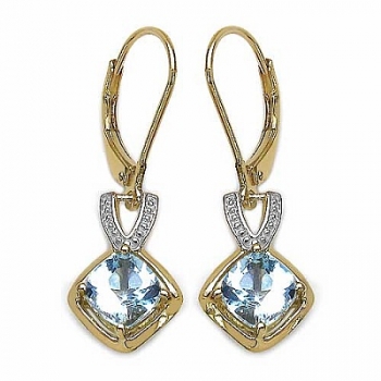 Ohrringe/Ohrhaken mit Blautopas-2,40 Karat Silber-vergoldet 14 Karat Gelbgold