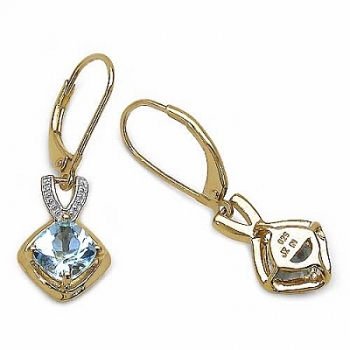 Ohrringe/Ohrhaken mit Blautopas-2,40 Karat Silber-vergoldet 14 Karat Gelbgold