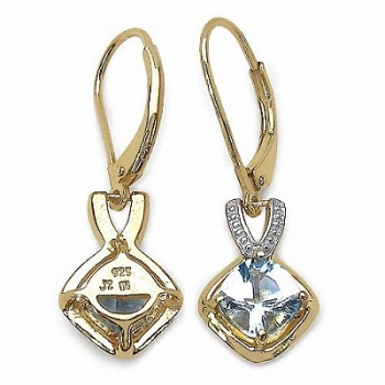 Ohrringe/Ohrhaken mit Blautopas-2,40 Karat Silber-vergoldet 14 Karat Gelbgold