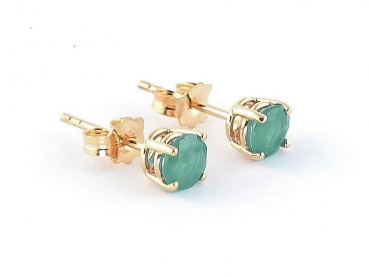 Ohrringe/Ohrstecker Smaragd-Sterling Silber vergoldet Gelbgold-10 Karat(416er)