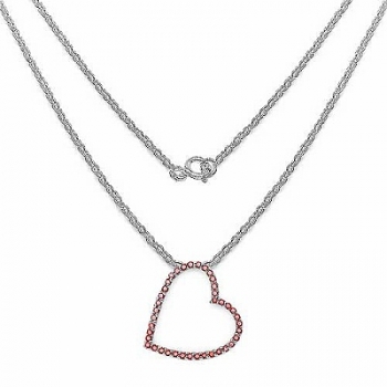 Collier/Herz-Anhänger mit 40 roten Zirkonia-0,80 Karat