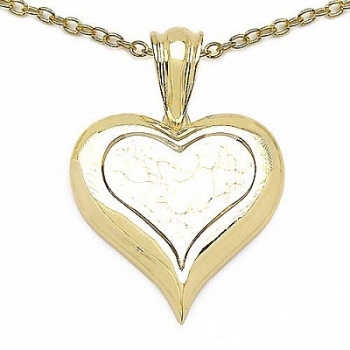 Collier Halskette mit Herz-Anhänger-925 Silber-vergoldet mit 14 Karat Gelbgold