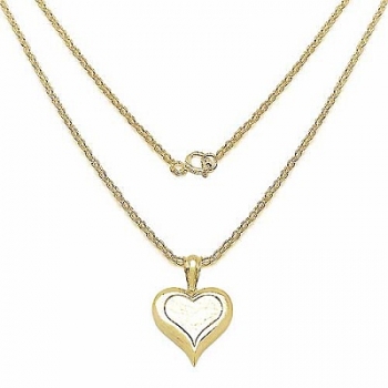 Collier Halskette mit Herz-Anhänger-925 Silber-vergoldet mit 14 Karat Gelbgold