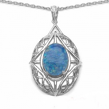 Collier/Kette mit großem Pinfire-Opal/Welo-Opal-Anhänger-4,85 Karat
