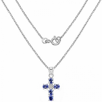 Collier/Halskette mit Diamant/Tansanit-Anhänger-0,87 Karat