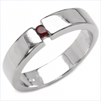 Edler Granat-Ring in 925 Sterling-Silber-Rhodiniert