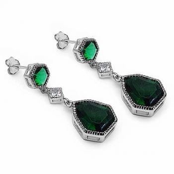Ohrringe/Ohrhänger smaragd-grüne Zirkonia -925 Silber-Rhodiniert-12,00 Karat