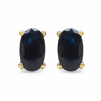 Ohrringe/Ohrstecker Nachtblaue Saphire-0,70 Karat-Gelbgold 10 Karat-416er