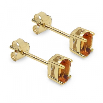 Ohrringe/Ohrstecker ovale Citrin (Sonnenstein)-Gelbgold-10 Karat(416er)