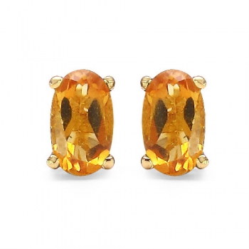 Ohrringe/Ohrstecker ovale Citrin (Sonnenstein)-Gelbgold-10 Karat(416er)