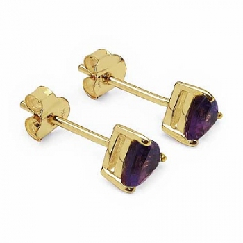 Ohrringe/Ohrstecker Amethyst-Trillion-Dreiecke-Gelbgold 10 Karat-416er Gold