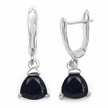 Ohrringe/Ohrhänger Schwarze Saphire-925 Sterling Silber- Rhodiniert
