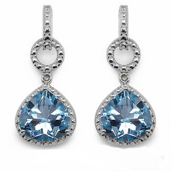 Elegante Ohrringe/Ohrstecker mit Diamant/Blautopas 3,34 Karat