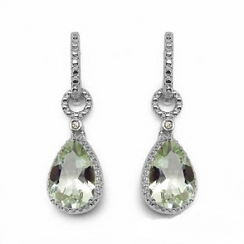 Elegante Ohrringe/Ohrstecker mit Diamant/Grünem Amethyst-5,62 Karat