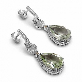 Elegante Ohrringe/Ohrstecker mit Diamant/Grünem Amethyst-5,62 Karat