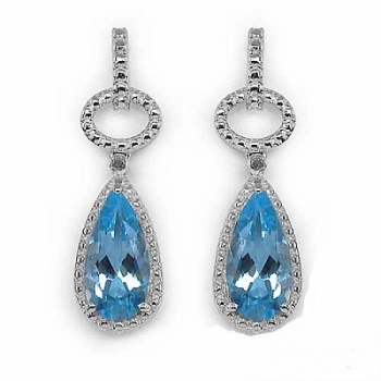 Elegante Designer Ohrringe/Ohrstecker mit Diamant/Blautopas 9,02 Karat