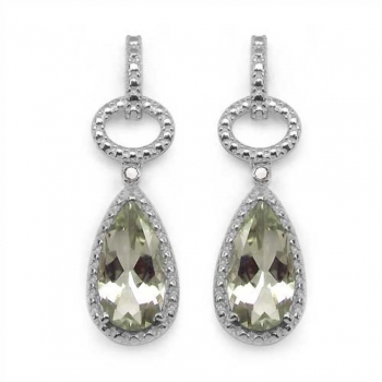 Elegante Designer Ohrringe/Ohrstecker mit Diamant/Grüner Amethyst 5,42 Karat