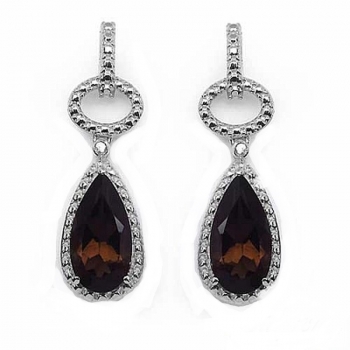 Elegante Designer Ohrringe/Ohrstecker mit Diamant/Rauchquarz 5,42 Karat
