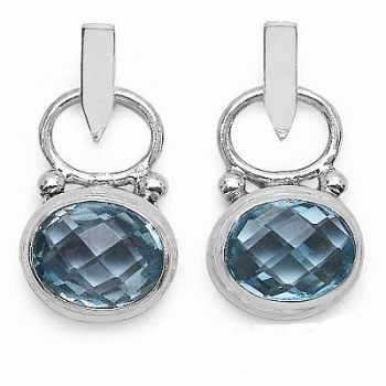 Elegante Designer Ohrringe/Ohrstecker mit facettierten Blautopas 8,00 Karat