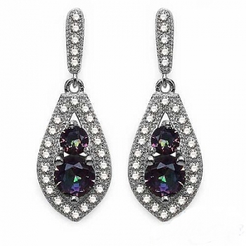 Collier/Kette mit Mystik Topas/Zirkonia-Anhänger 1,00 Karat-30 Steine