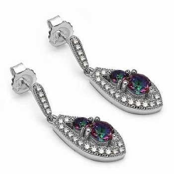 Ohrringe/Ohrstecker mit Mystik Topas/Zirkonia- 1,72 Karat-58 Steine