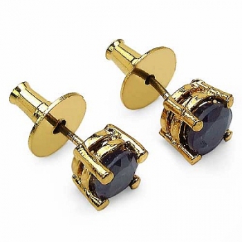 Ohrringe/Ohrstecker Schwarzer Saphir- 2,20 Karat-vergoldet