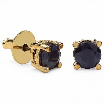 Ohrringe/Ohrstecker Schwarzer Saphir- 2,20 Karat-vergoldet
