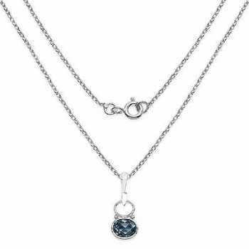 Collier/Kette mit elegantem Designer Anhänger facettierter Blautopas 5,25 Karat