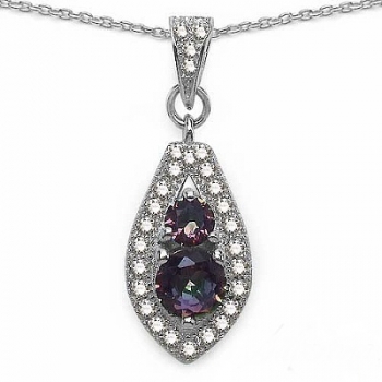 Collier/Kette mit Mystik Topas/Zirkonia-Anhänger 1,00 Karat-30 Steine