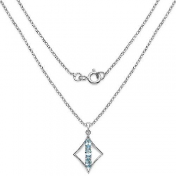 Collier/Kette mit Blautopas Anhänger-925 Silber Rhodiniert-1,79 Karat