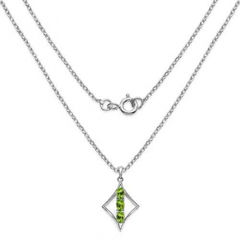 Collier/Kette mit Peridot Anhänger-925 Silber Rhodiniert-1,49 Karat
