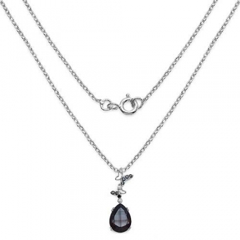 Collier/Kette mit Rauchquarz/Schwarzem Spinell-Anhänger-Schmetterlinge -7,54 Karat