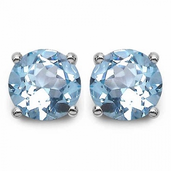SET 4-teilig Blautopas-Ohrstecker,Collier,Anhänger-2,30 Karat